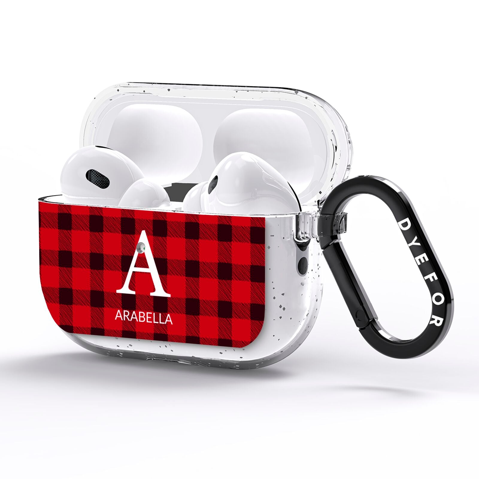 Tartan Christmas Personalised AirPods Pro Glitter Case Side Image