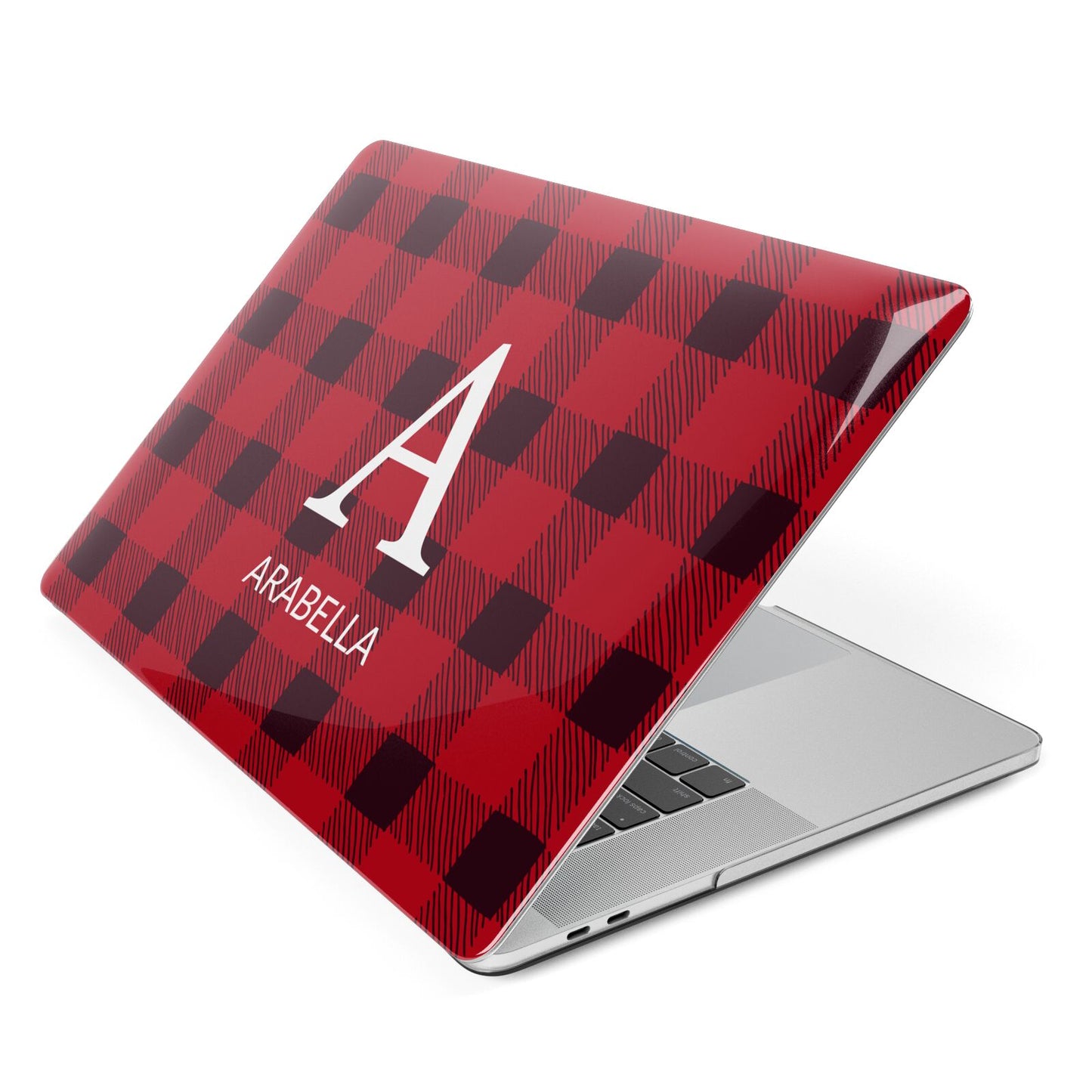 Tartan Christmas Personalised Apple MacBook Case Side View