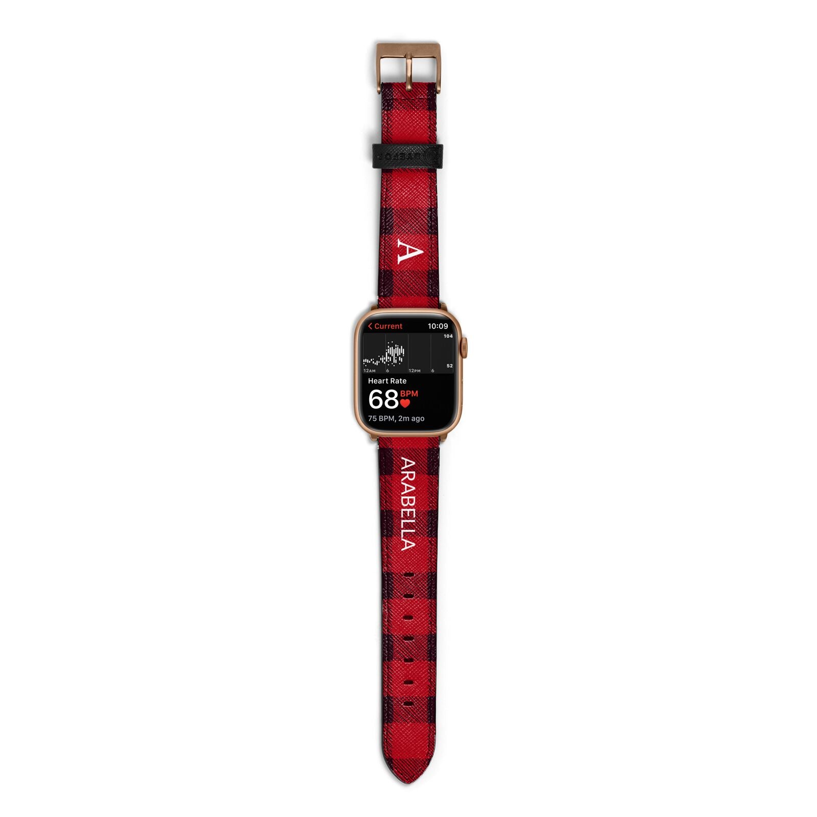 Tartan Christmas Personalised Apple Watch Strap Size 38mm with Gold Hardware