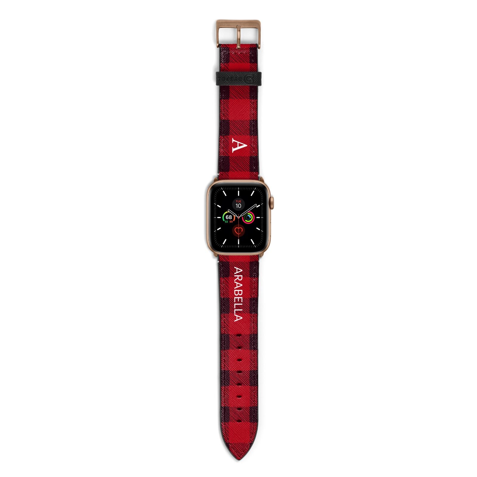 Tartan Christmas Personalised Apple Watch Strap with Gold Hardware