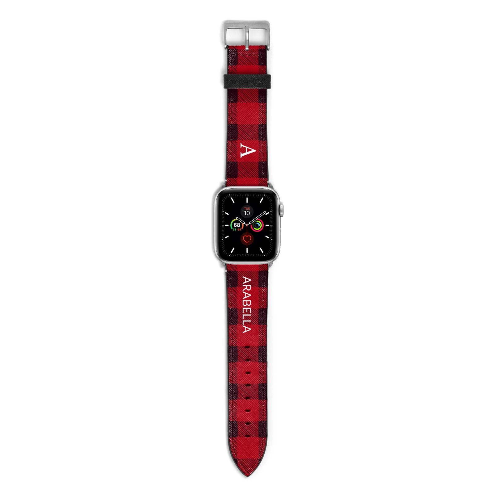 Tartan Christmas Personalised Apple Watch Strap with Silver Hardware