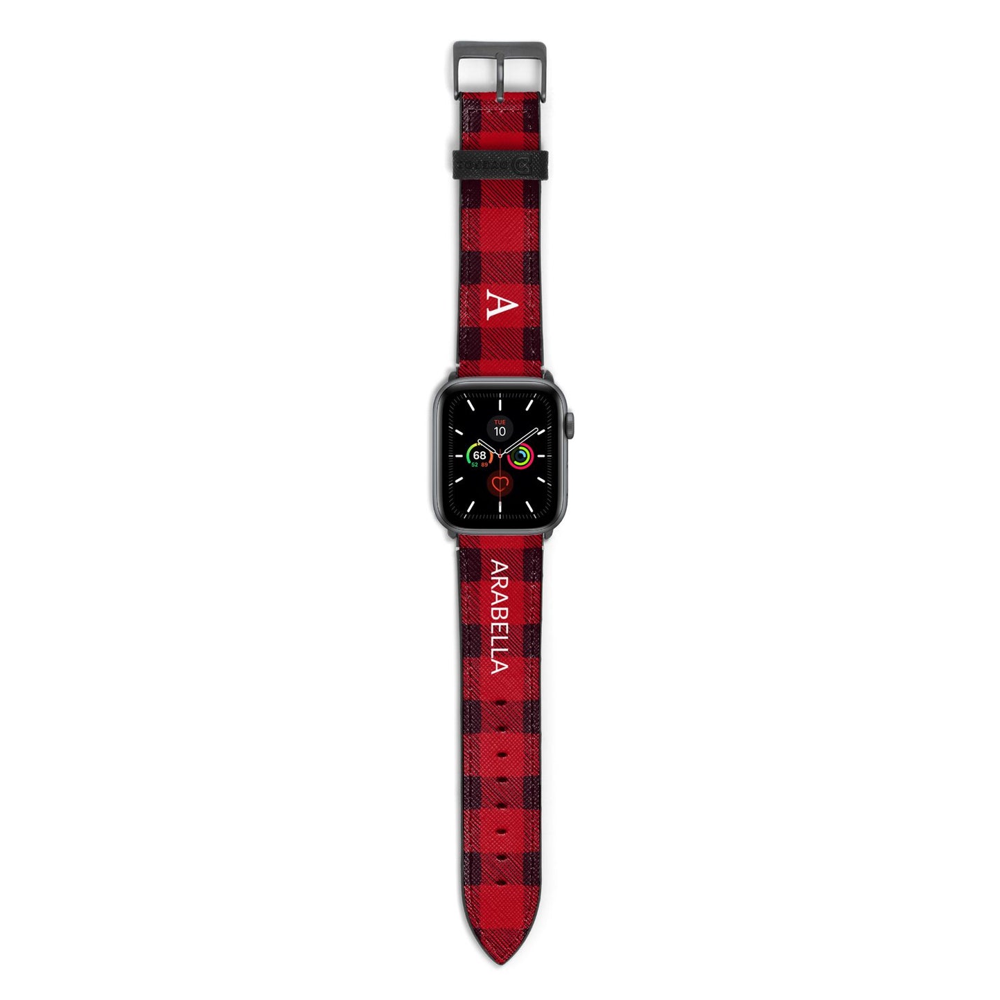 Tartan Christmas Personalised Apple Watch Strap with Space Grey Hardware