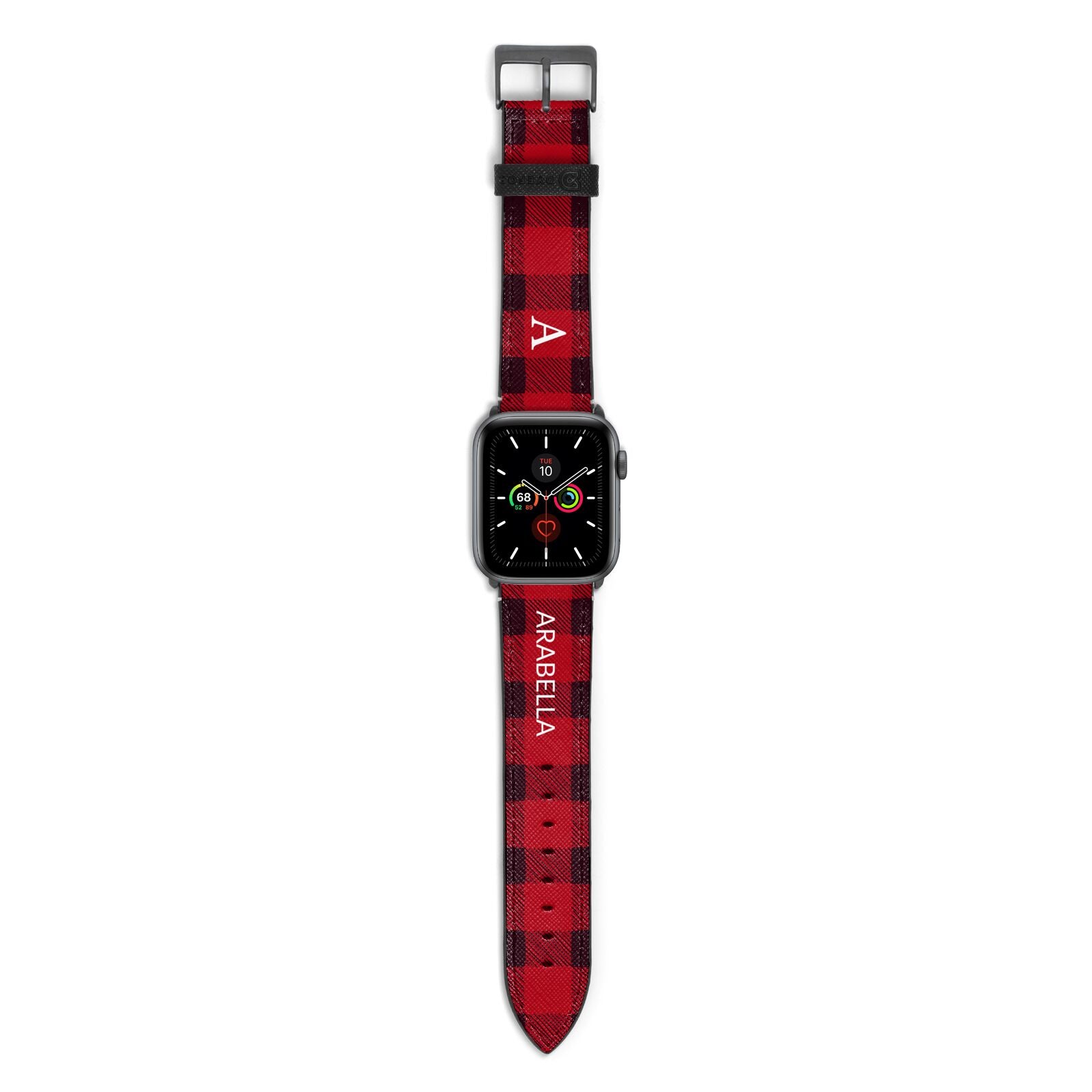 Tartan Christmas Personalised Apple Watch Strap with Space Grey Hardware