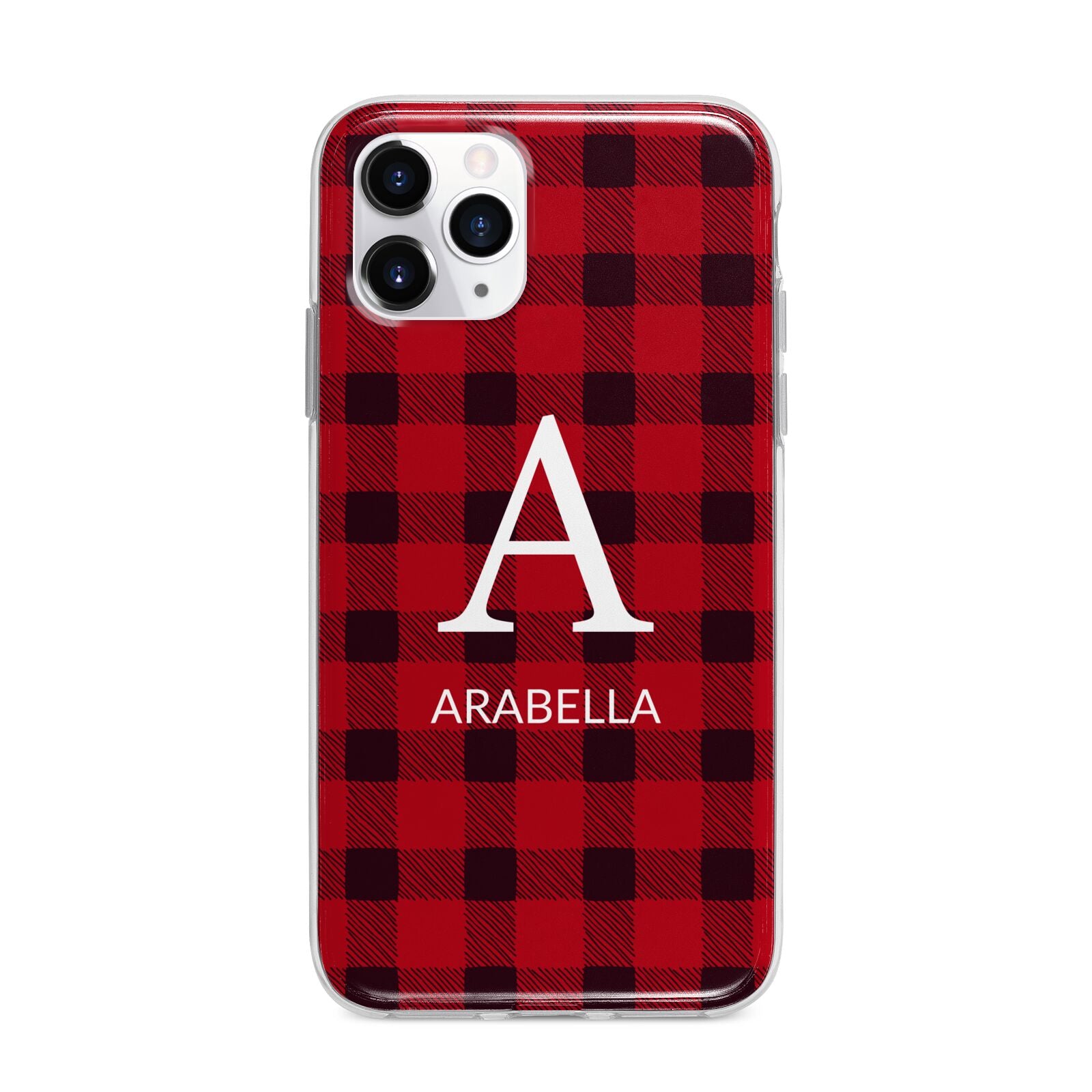 Tartan Christmas Personalised Apple iPhone 11 Pro in Silver with Bumper Case