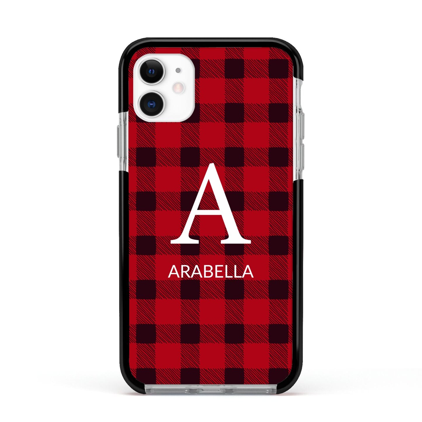 Tartan Christmas Personalised Apple iPhone 11 in White with Black Impact Case