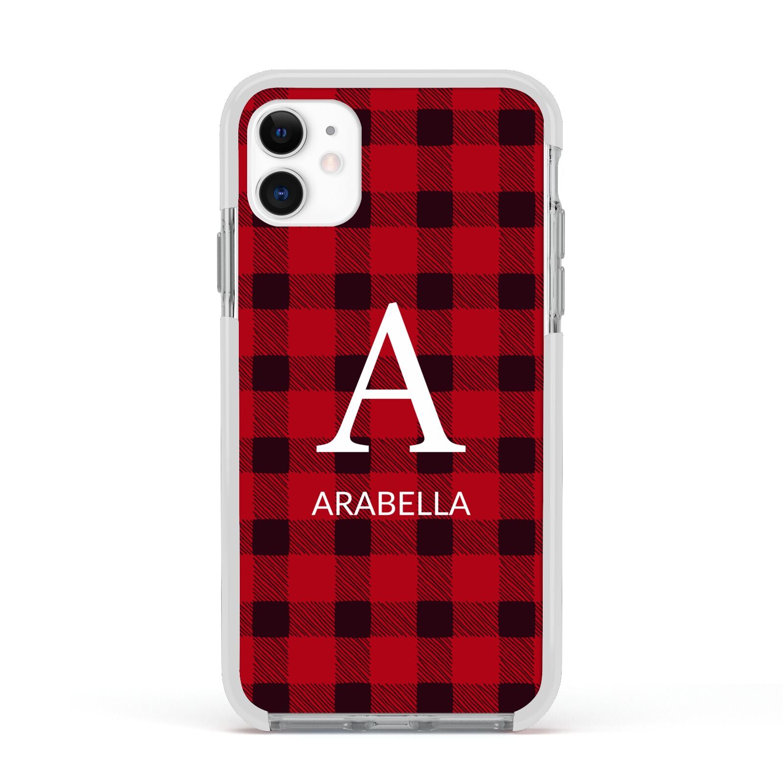 Tartan Christmas Personalised Apple iPhone 11 in White with White Impact Case