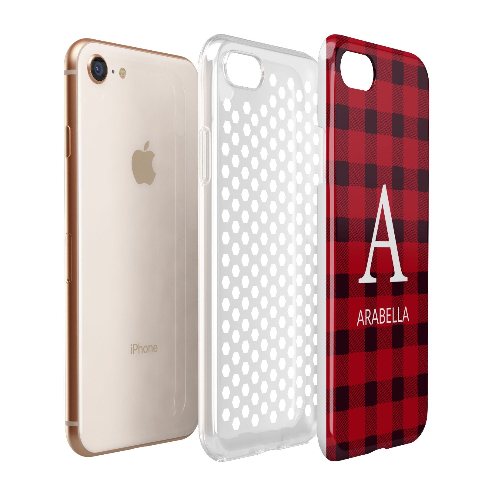 Tartan Christmas Personalised Apple iPhone 7 8 3D Tough Case Expanded View