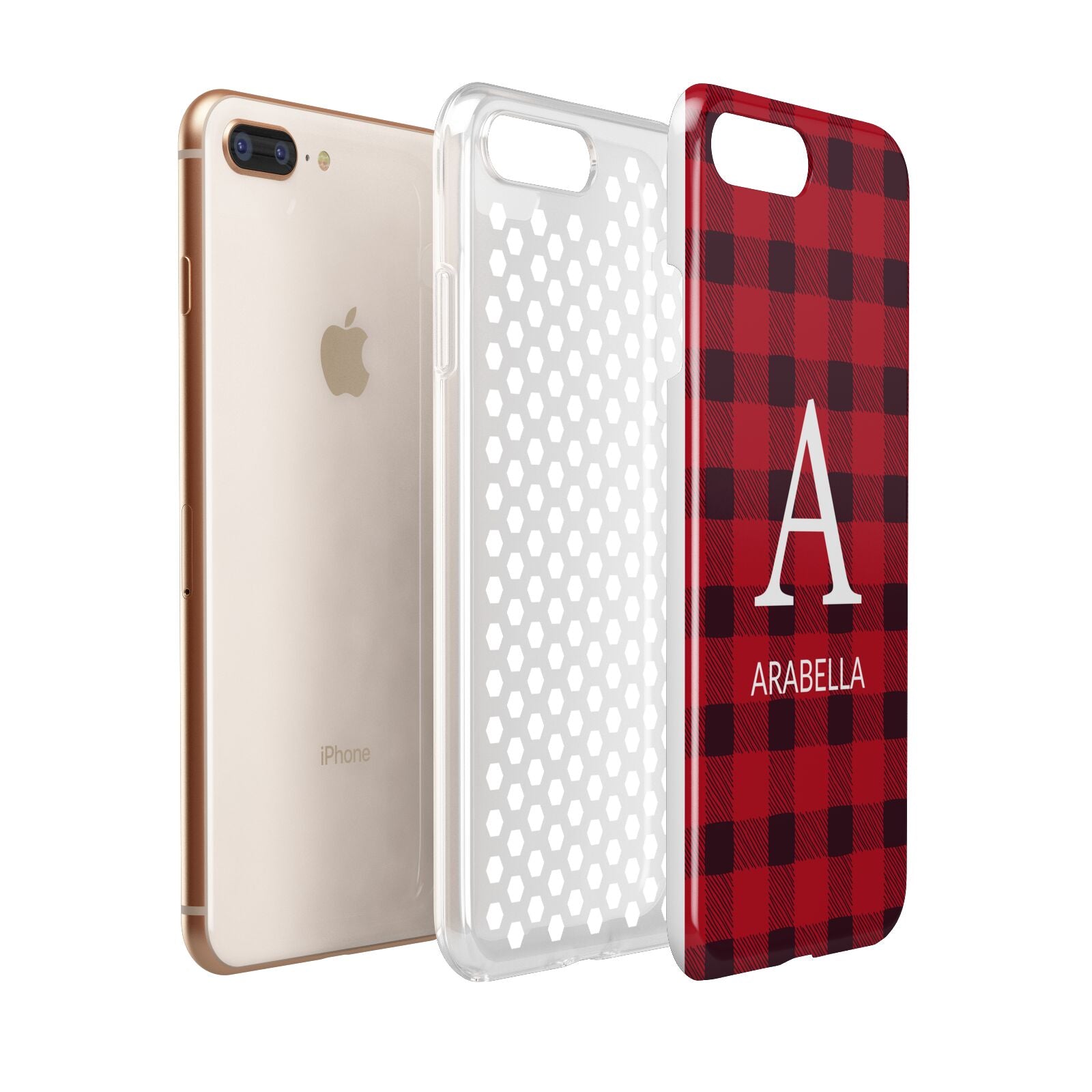 Tartan Christmas Personalised Apple iPhone 7 8 Plus 3D Tough Case Expanded View