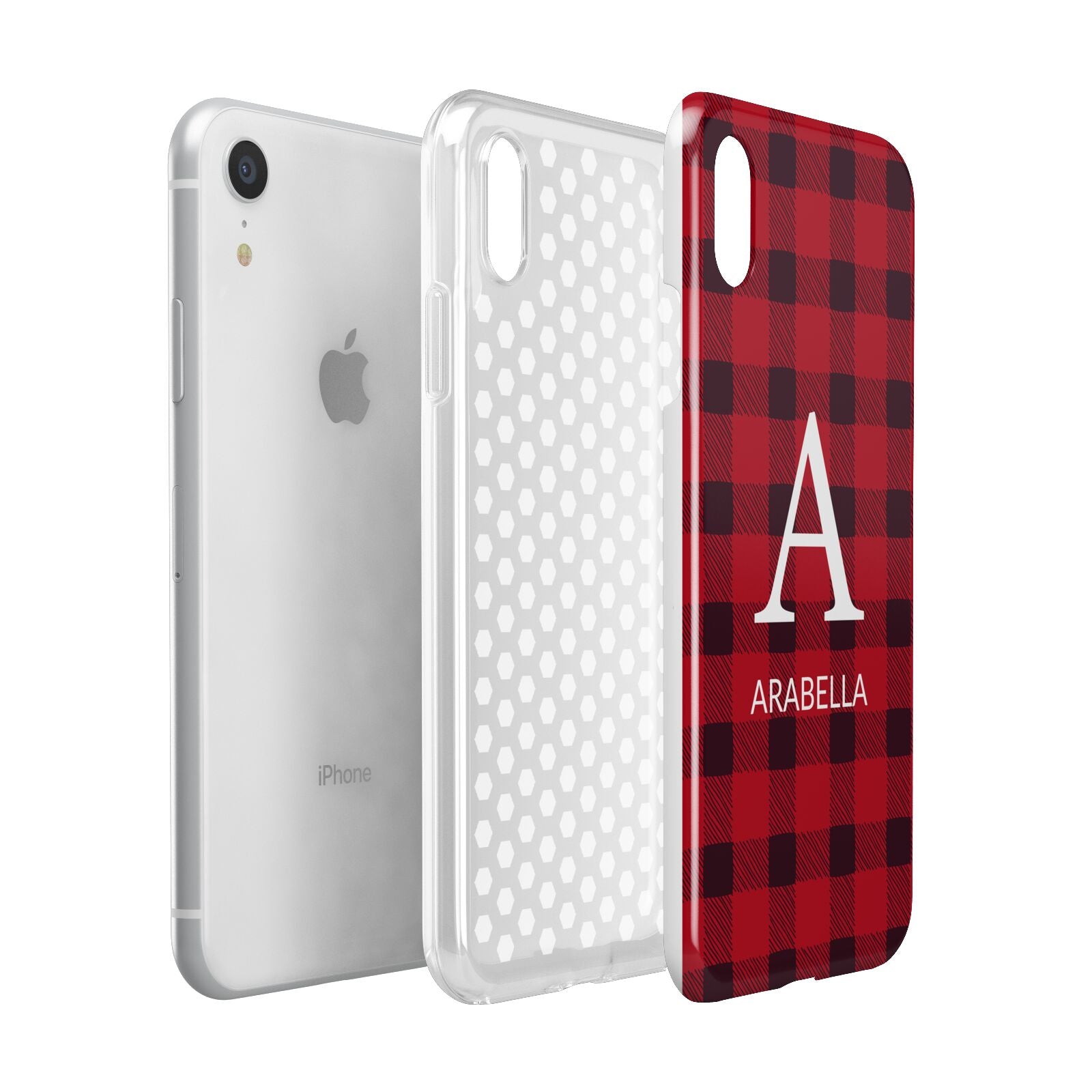 Tartan Christmas Personalised Apple iPhone XR White 3D Tough Case Expanded view