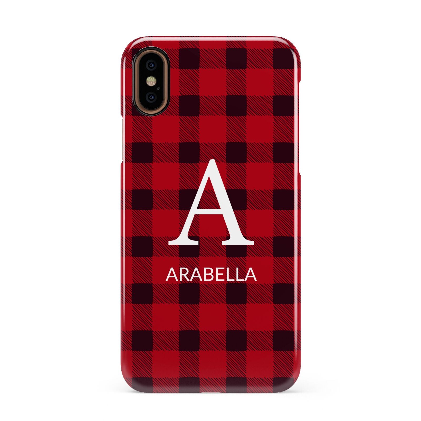 Tartan Christmas Personalised Apple iPhone XS 3D Snap Case