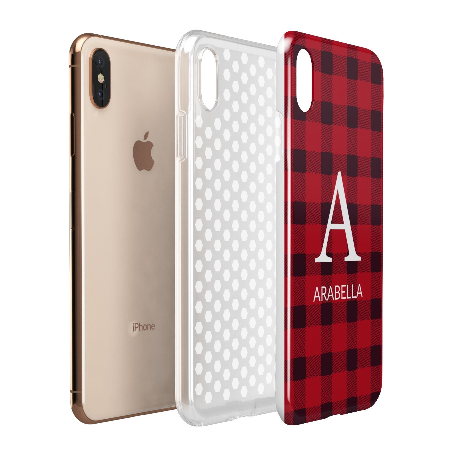 Tartan Christmas Personalised Apple iPhone Xs Max 3D Tough Case Expanded View