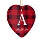 Tartan Christmas Personalised Heart Decoration Side Angle