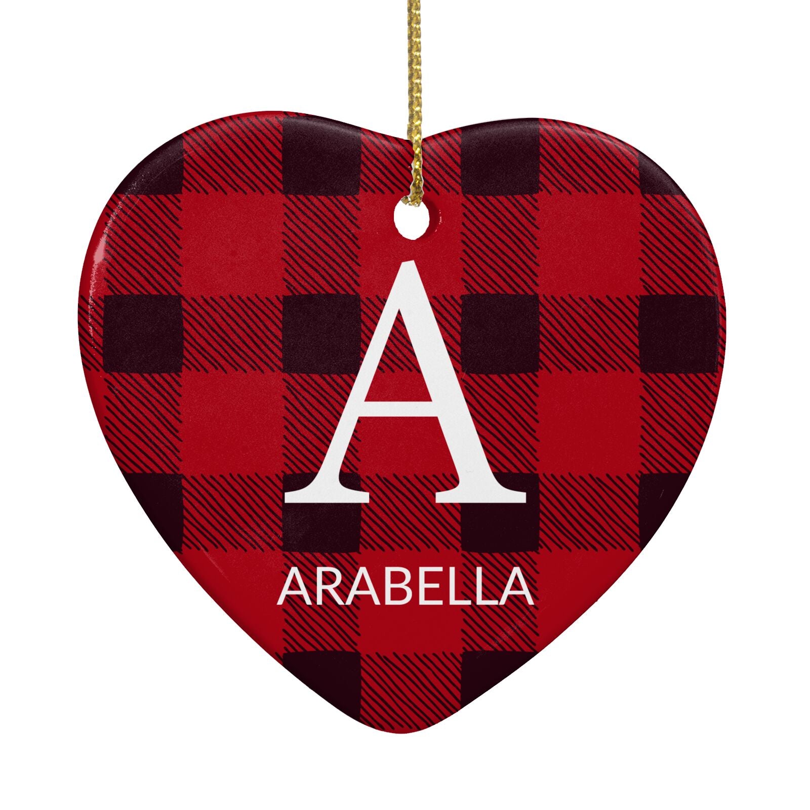 Tartan Christmas Personalised Heart Decoration