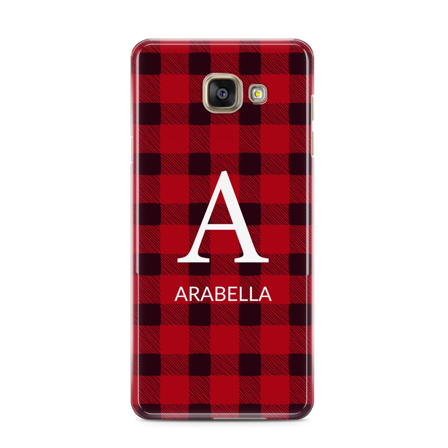 Tartan Christmas Personalised Samsung Galaxy A3 2016 Case on gold phone