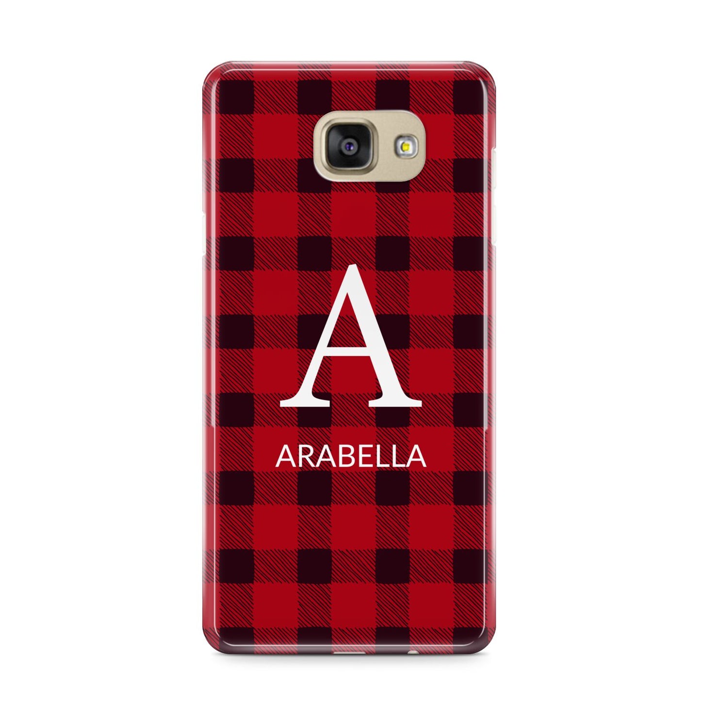 Tartan Christmas Personalised Samsung Galaxy A9 2016 Case on gold phone