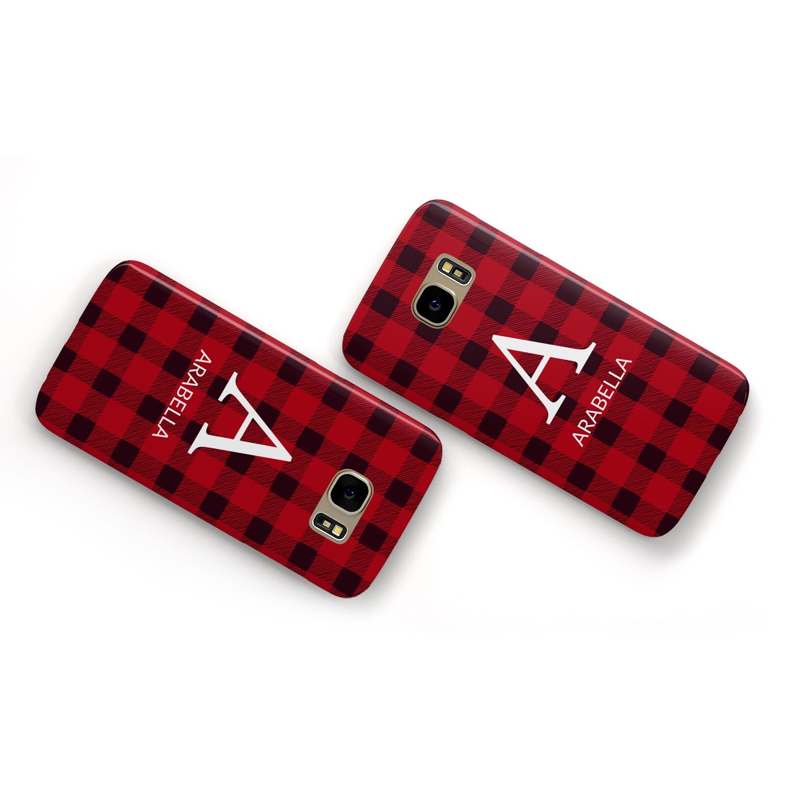 Tartan Christmas Personalised Samsung Galaxy Case Flat Overview