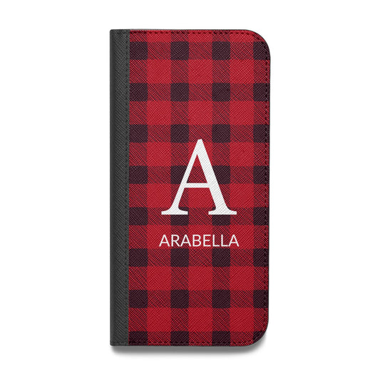 Tartan Christmas Personalised Vegan Leather Flip iPhone Case