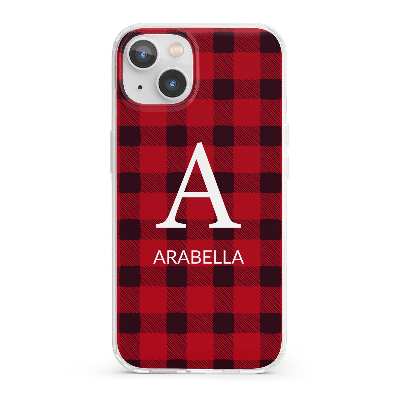 Tartan Christmas Personalised iPhone 13 Clear Bumper Case