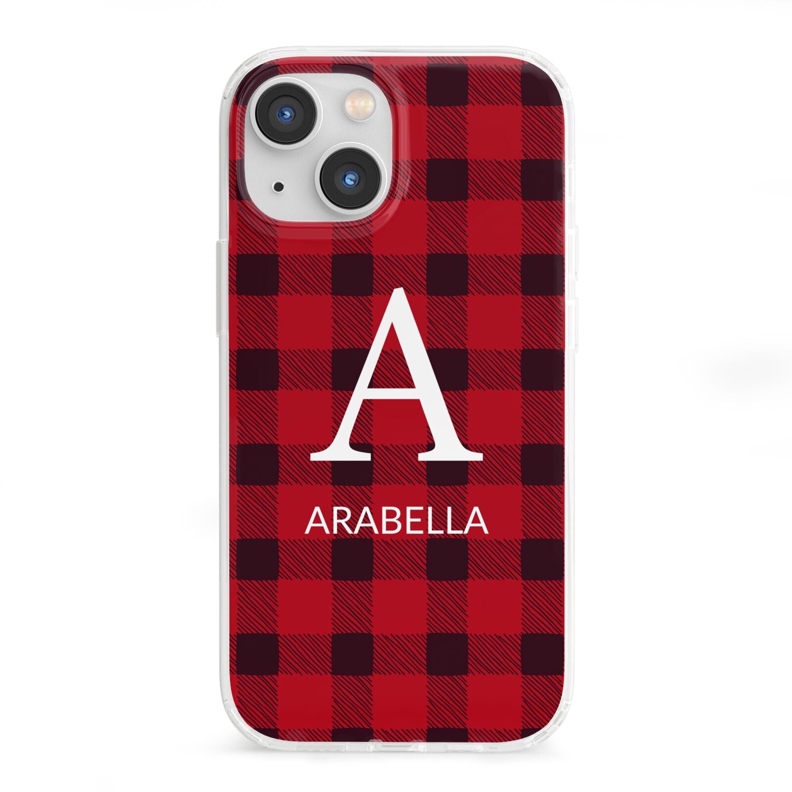 Tartan Christmas Personalised iPhone 13 Mini Clear Bumper Case