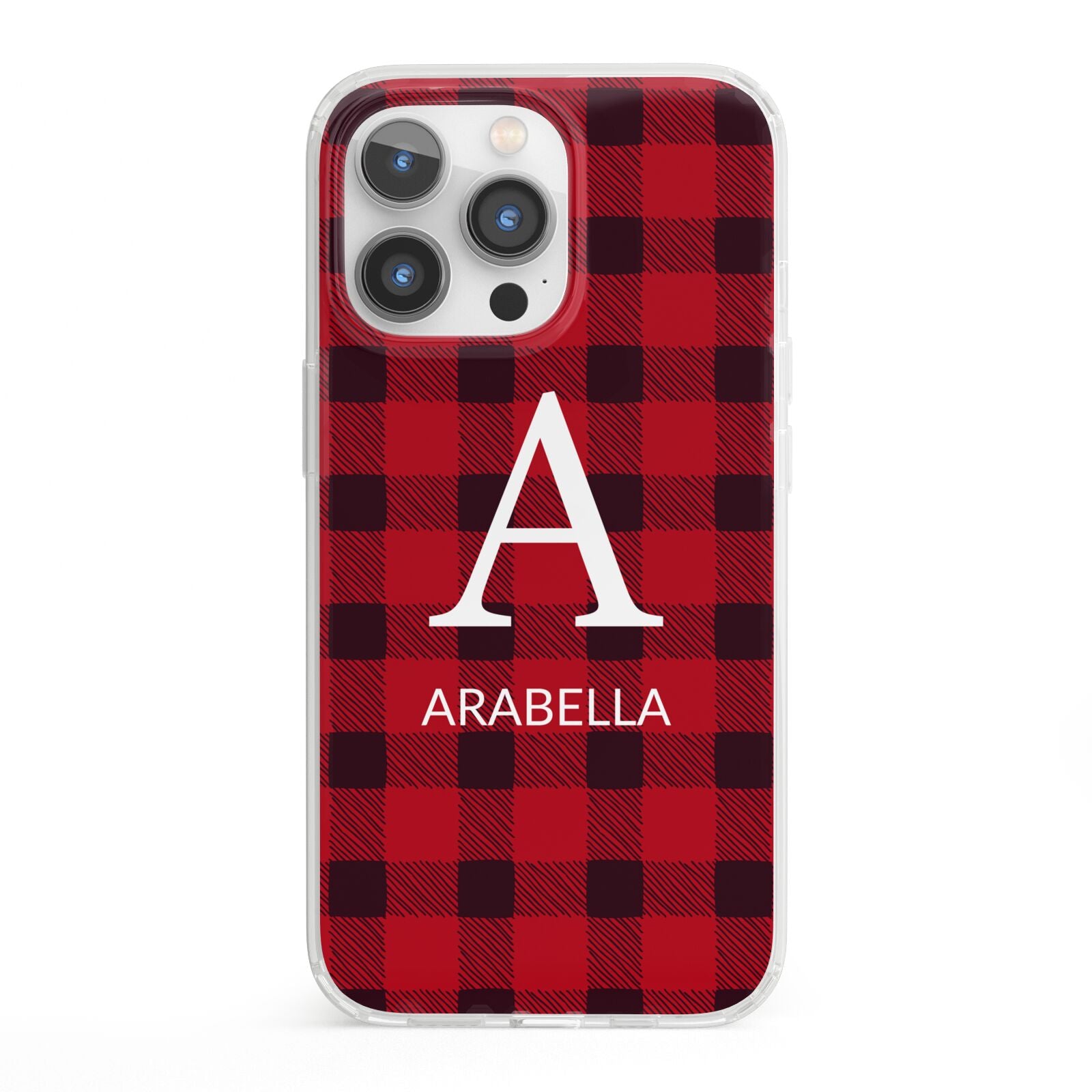 Tartan Christmas Personalised iPhone 13 Pro Clear Bumper Case