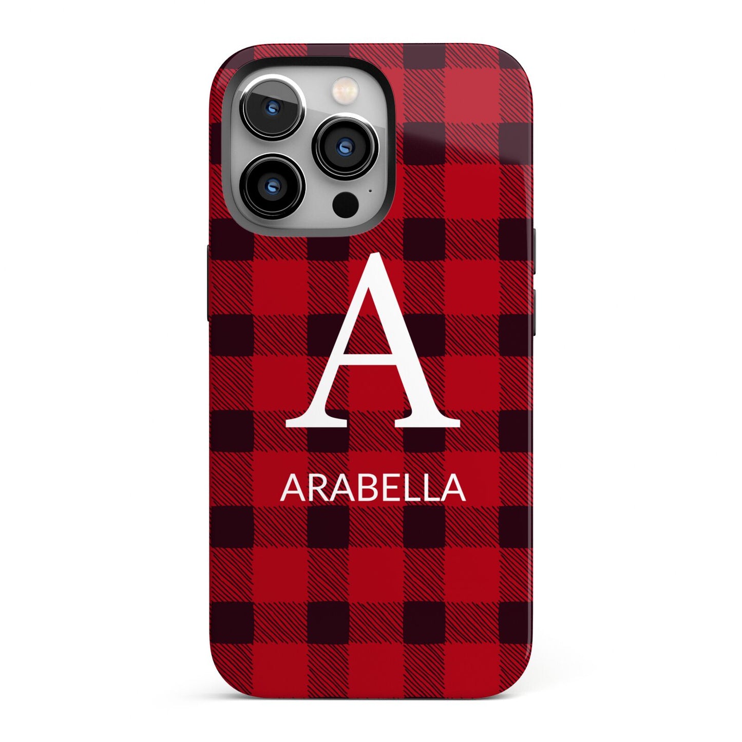 Tartan Christmas Personalised iPhone 13 Pro Full Wrap 3D Tough Case