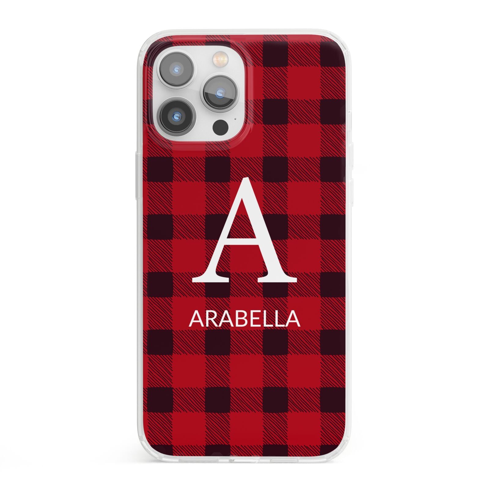 Tartan Christmas Personalised iPhone 13 Pro Max Clear Bumper Case