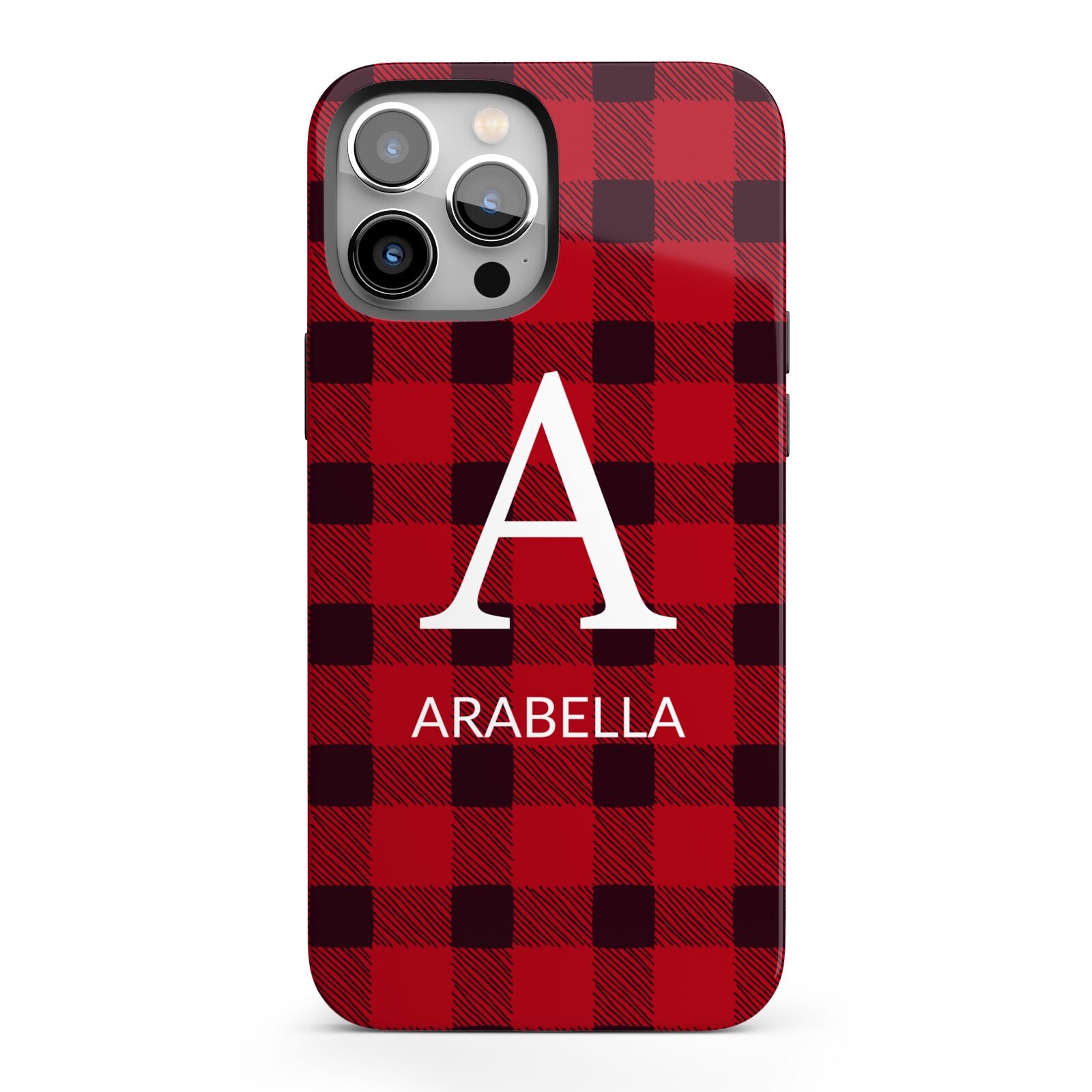 Tartan Christmas Personalised iPhone 13 Pro Max Full Wrap 3D Tough Case