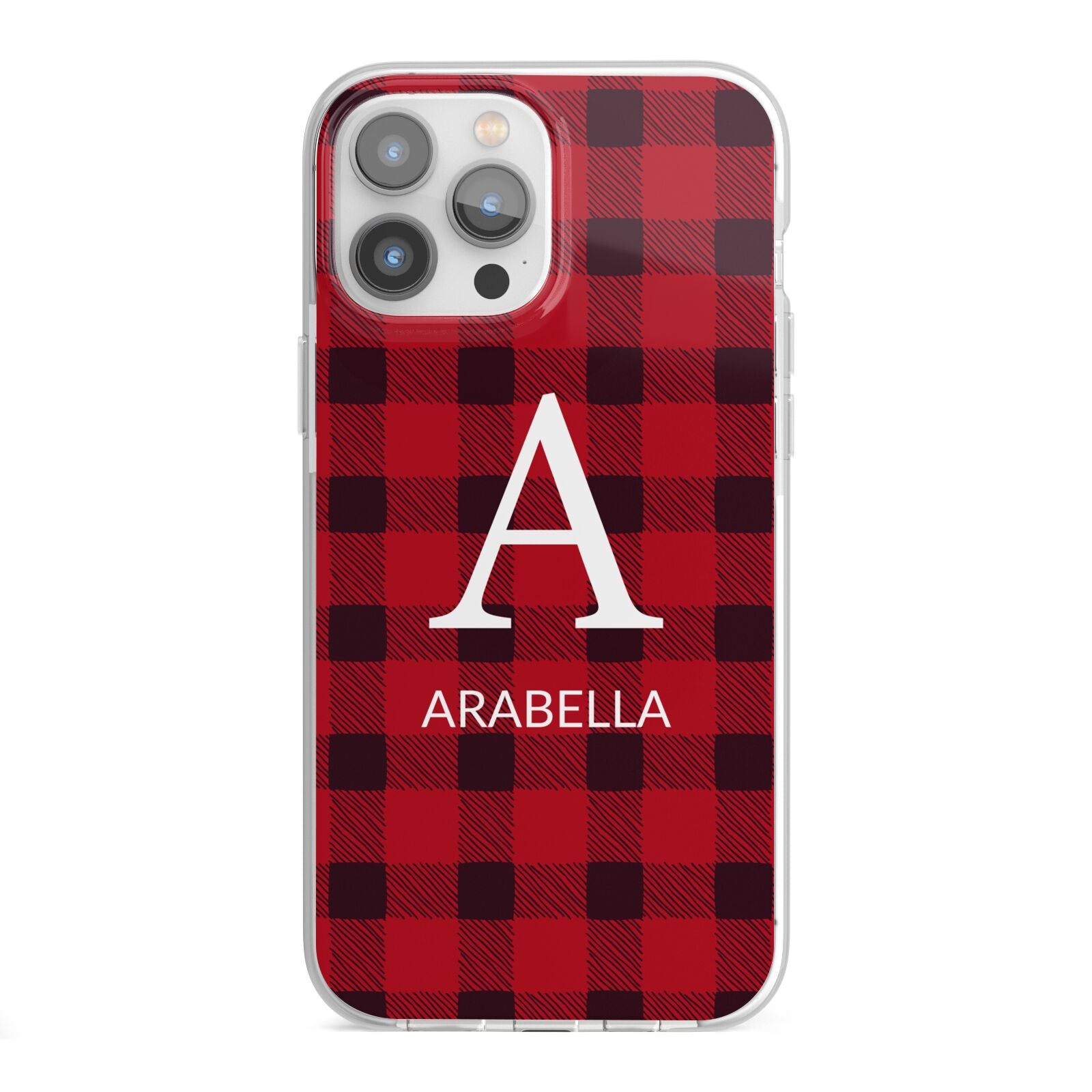 Tartan Christmas Personalised iPhone 13 Pro Max TPU Impact Case with White Edges