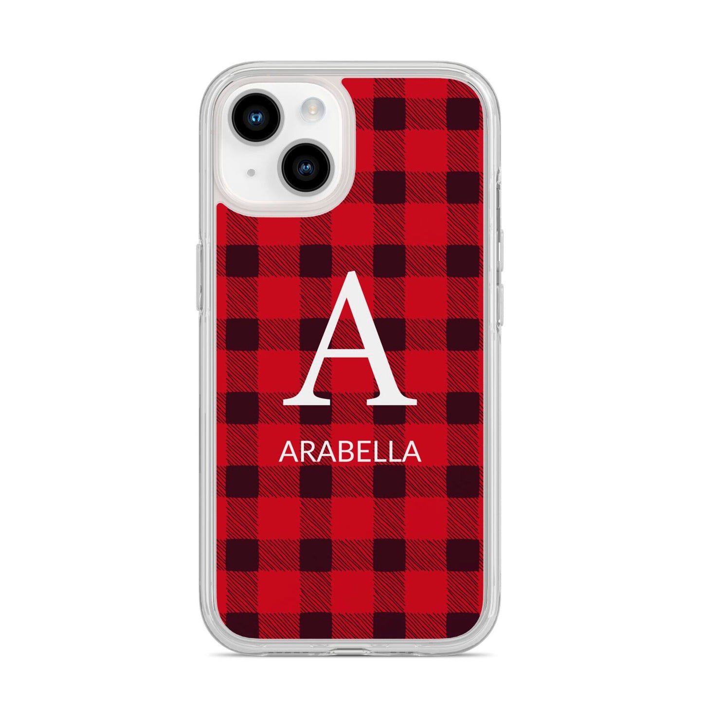 Tartan Christmas Personalised iPhone 14 Clear Tough Case Starlight