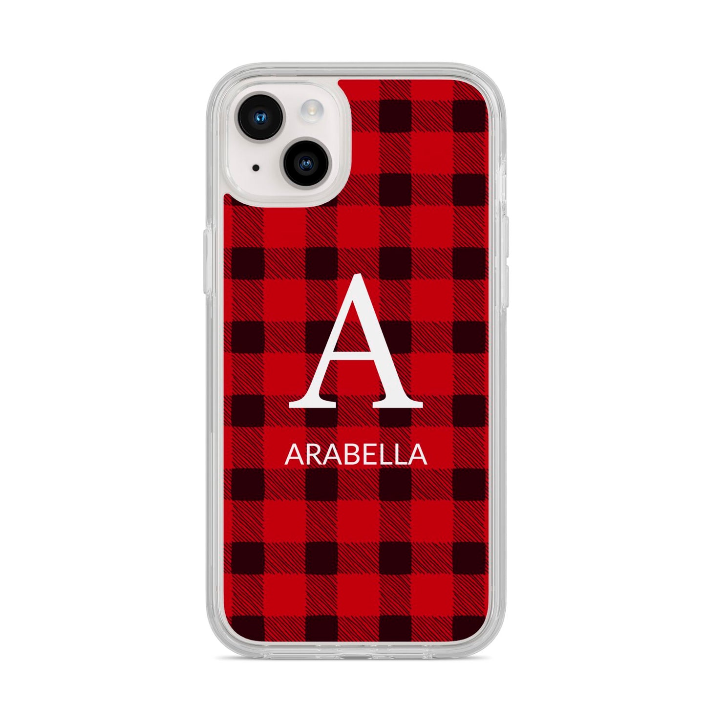 Tartan Christmas Personalised iPhone 14 Plus Clear Tough Case Starlight