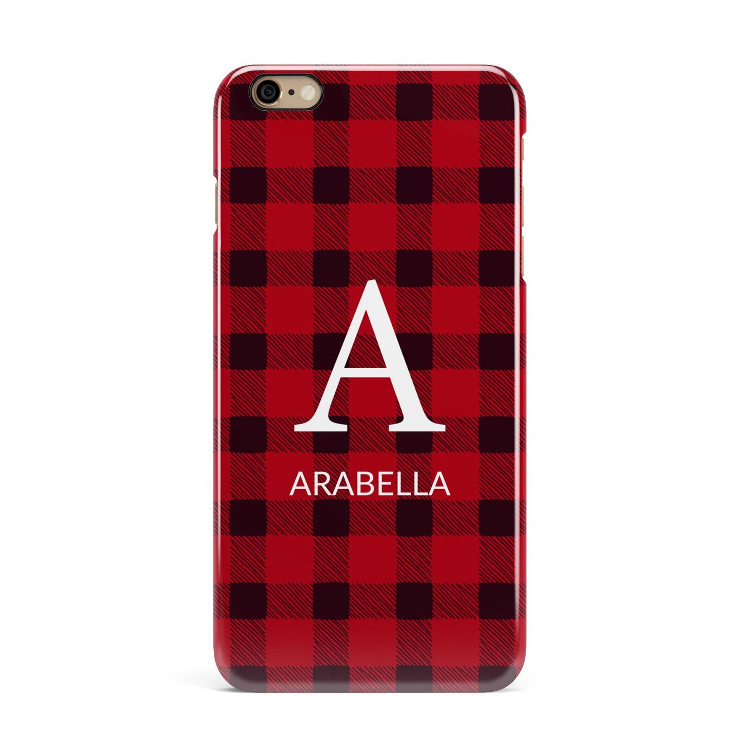 Tartan Christmas Personalised iPhone 6 Plus 3D Snap Case on Gold Phone