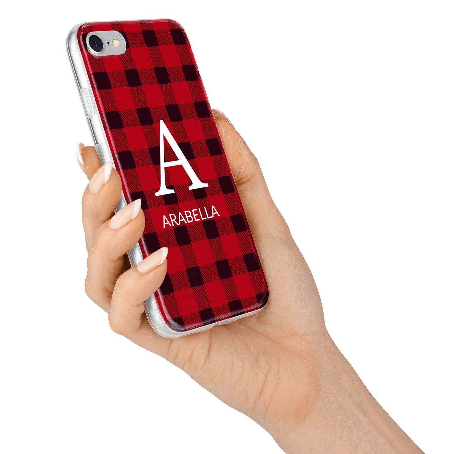 Tartan Christmas Personalised iPhone 7 Bumper Case on Silver iPhone Alternative Image