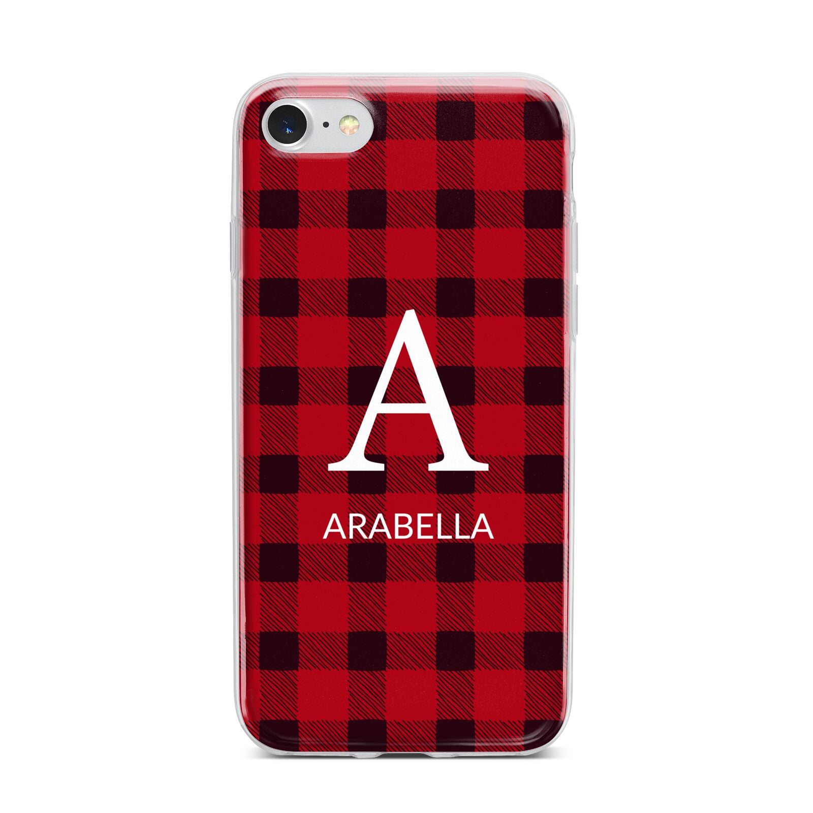 Tartan Christmas Personalised iPhone 7 Bumper Case on Silver iPhone