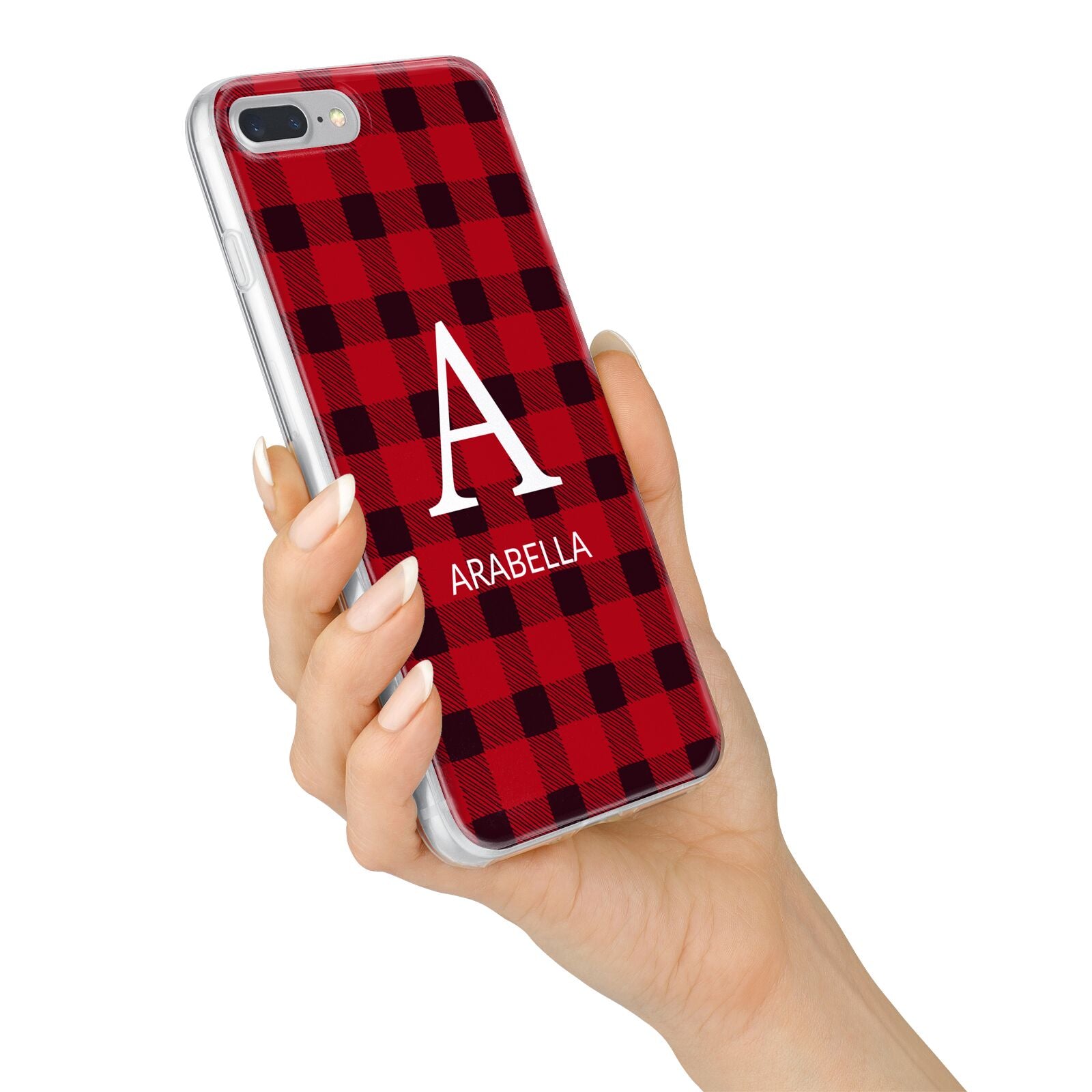 Tartan Christmas Personalised iPhone 7 Plus Bumper Case on Silver iPhone Alternative Image