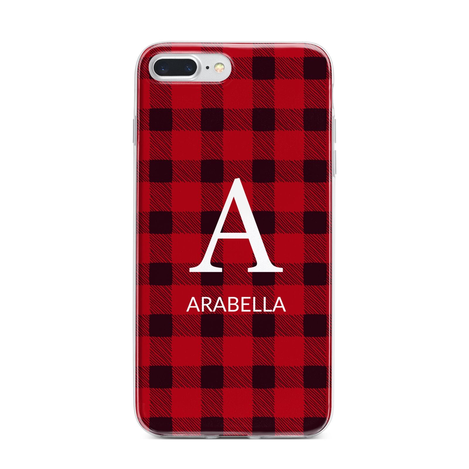 Tartan Christmas Personalised iPhone 7 Plus Bumper Case on Silver iPhone