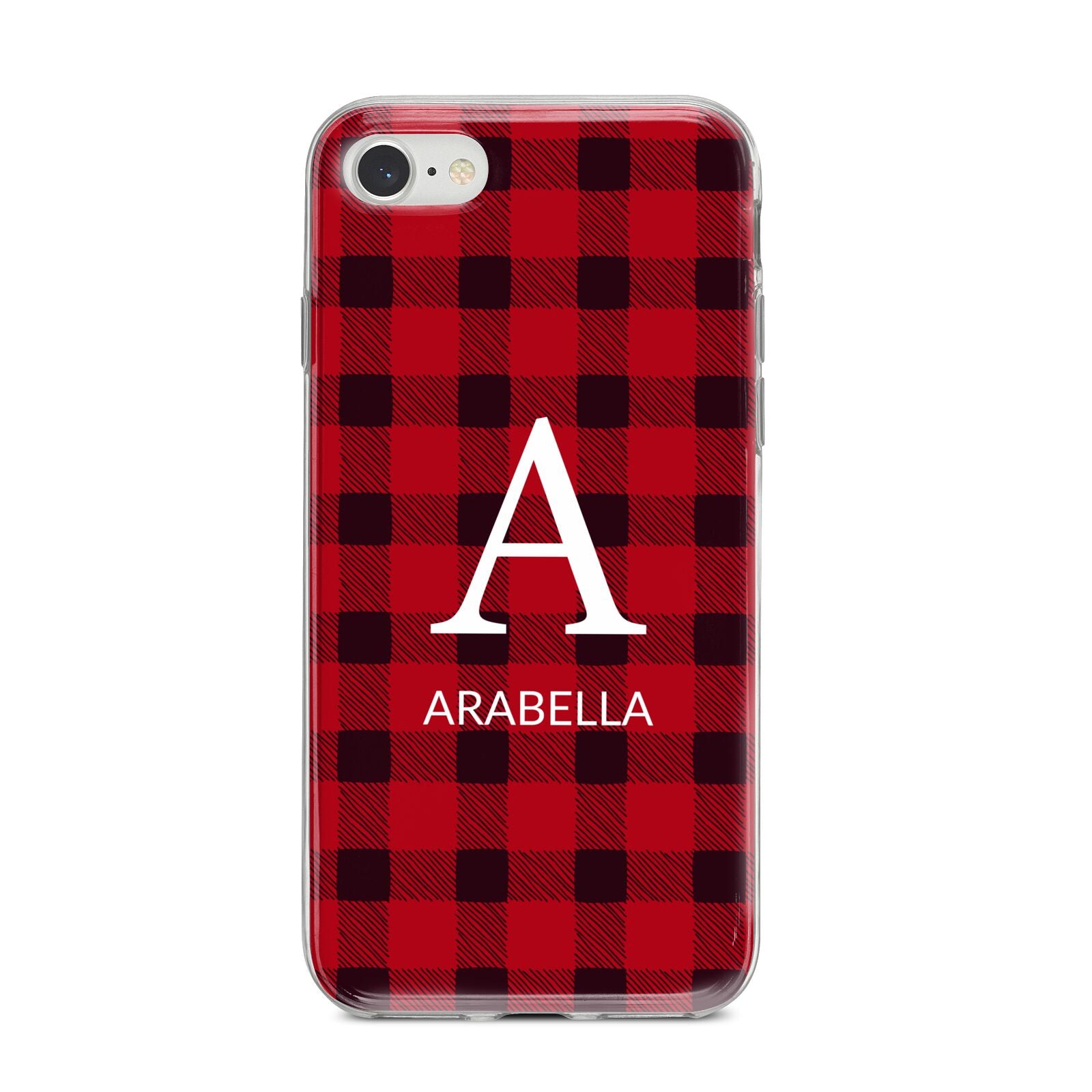 Tartan Christmas Personalised iPhone 8 Bumper Case on Silver iPhone