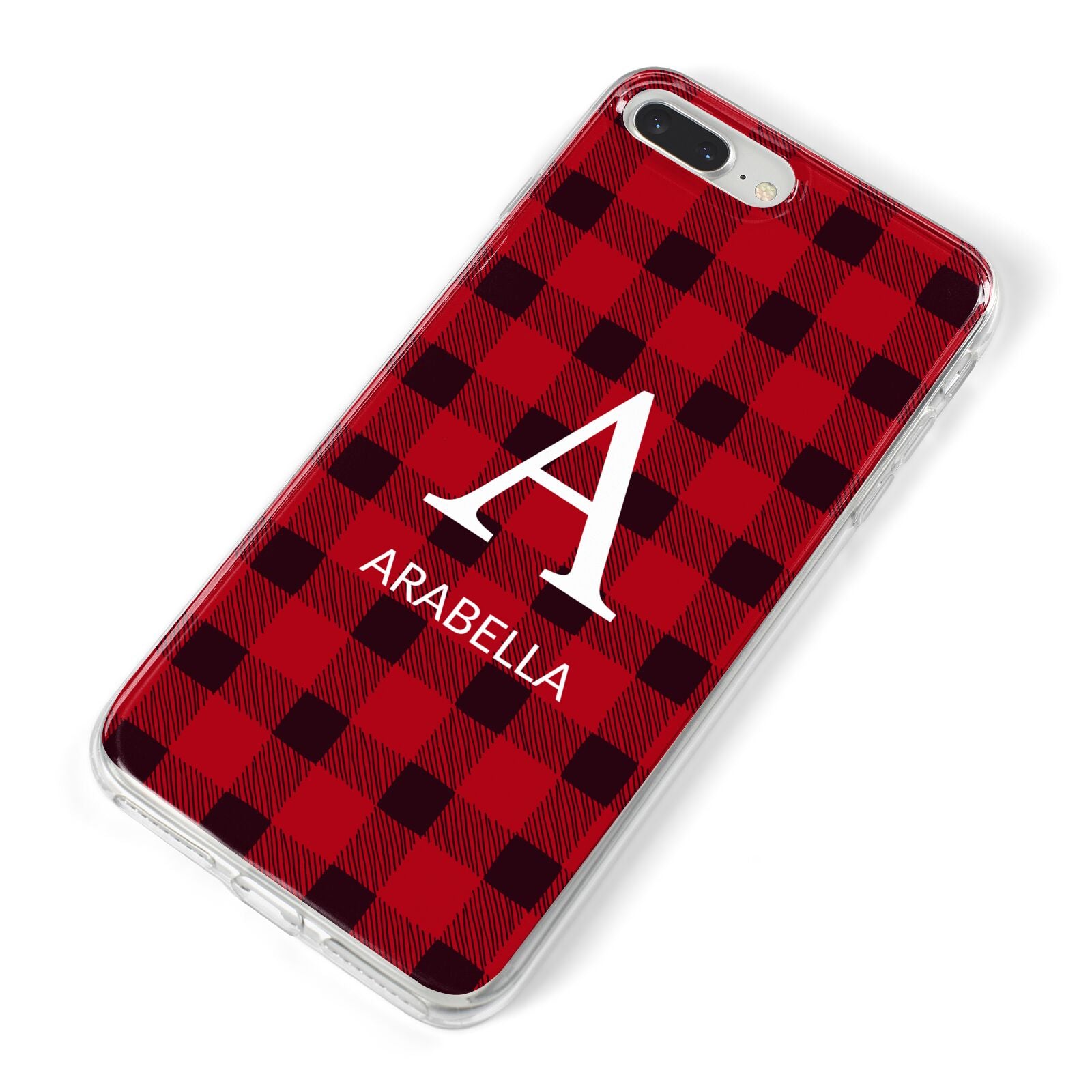 Tartan Christmas Personalised iPhone 8 Plus Bumper Case on Silver iPhone Alternative Image