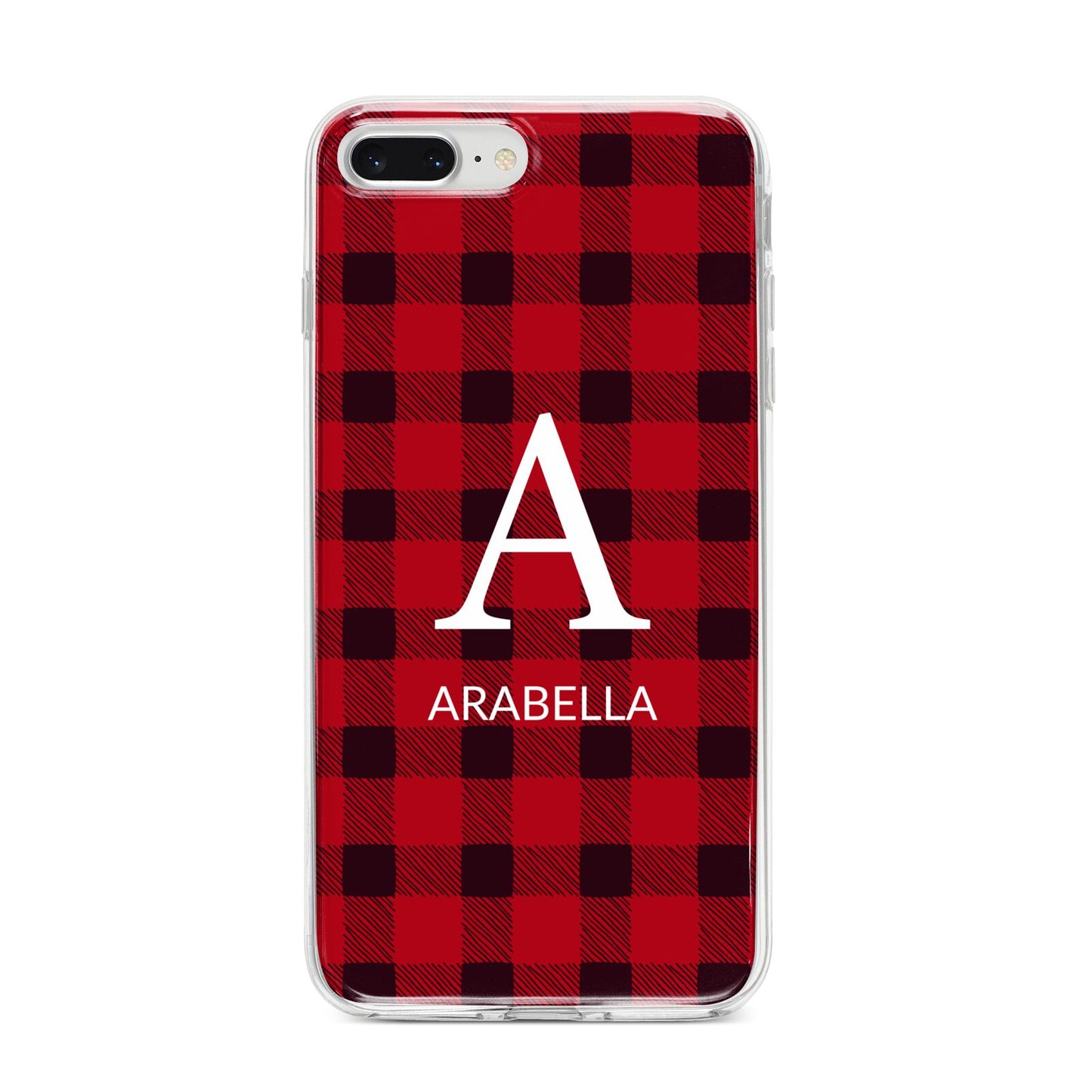 Tartan Christmas Personalised iPhone 8 Plus Bumper Case on Silver iPhone