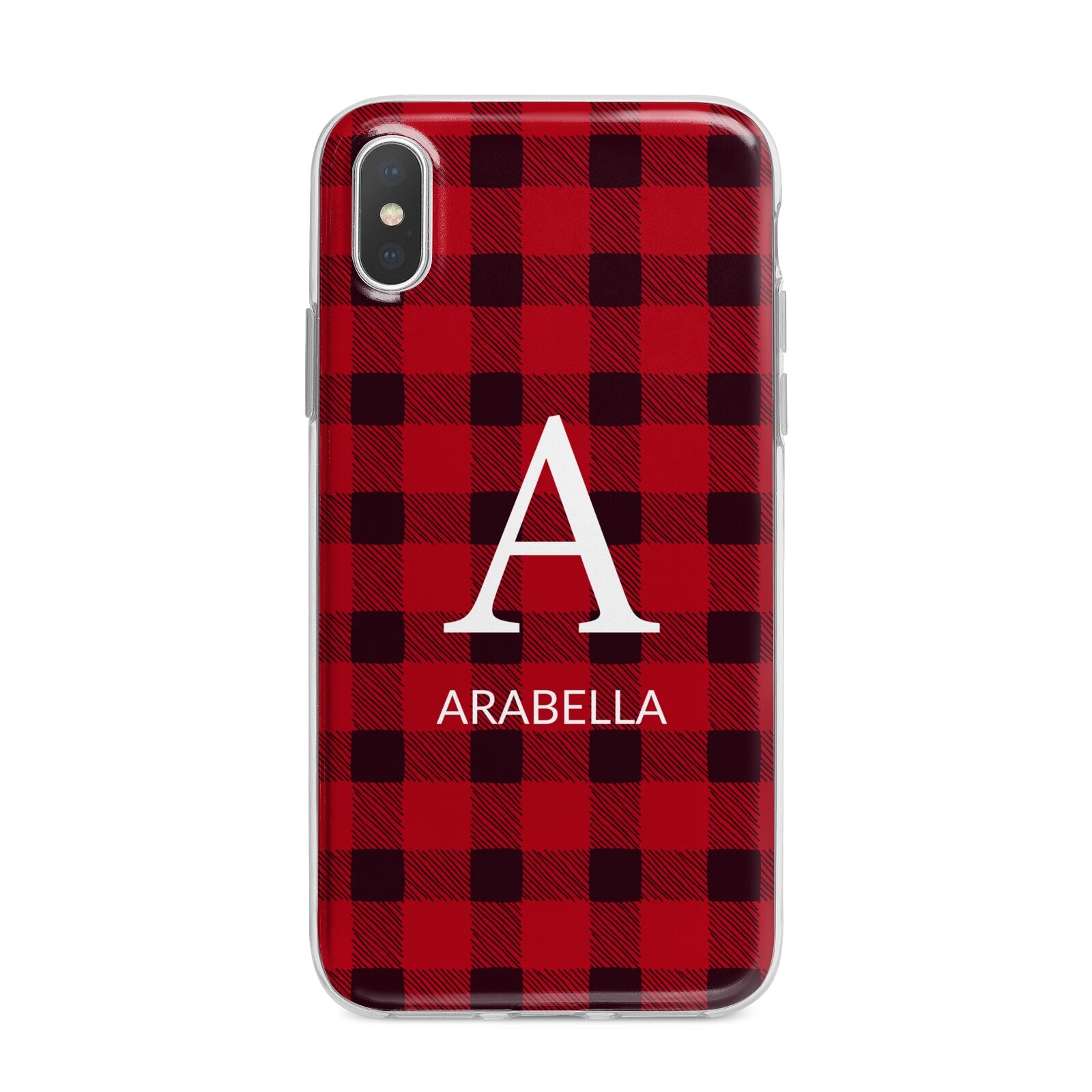 Tartan Christmas Personalised iPhone X Bumper Case on Silver iPhone Alternative Image 1