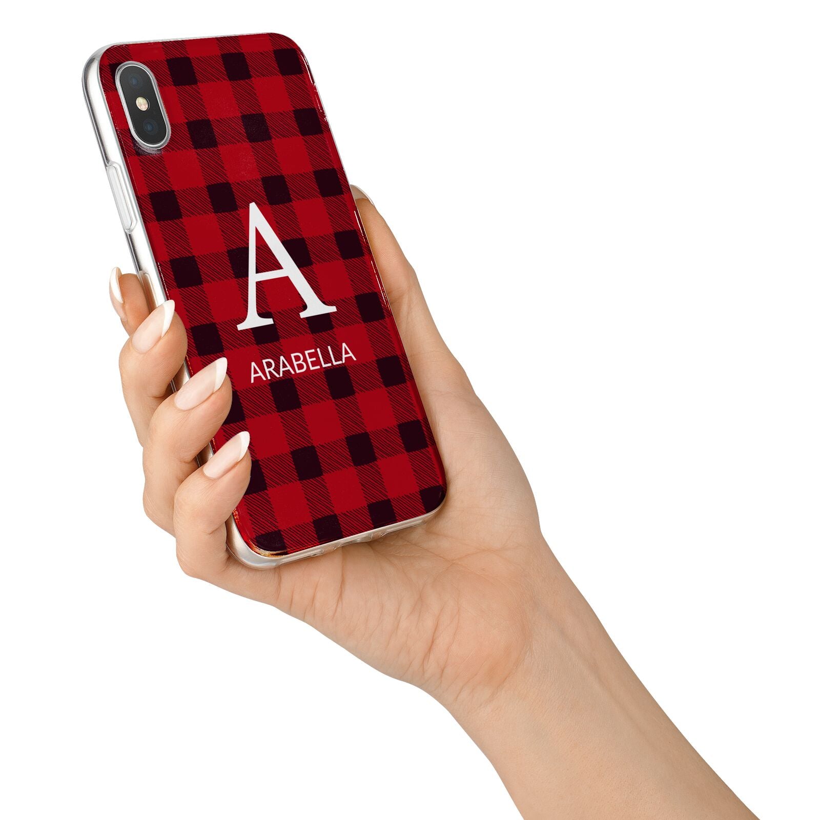 Tartan Christmas Personalised iPhone X Bumper Case on Silver iPhone Alternative Image 2