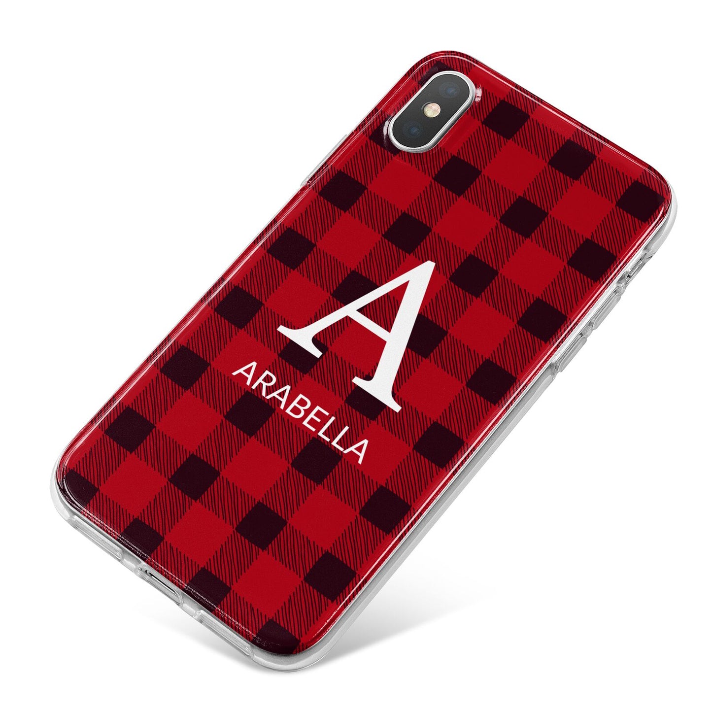 Tartan Christmas Personalised iPhone X Bumper Case on Silver iPhone