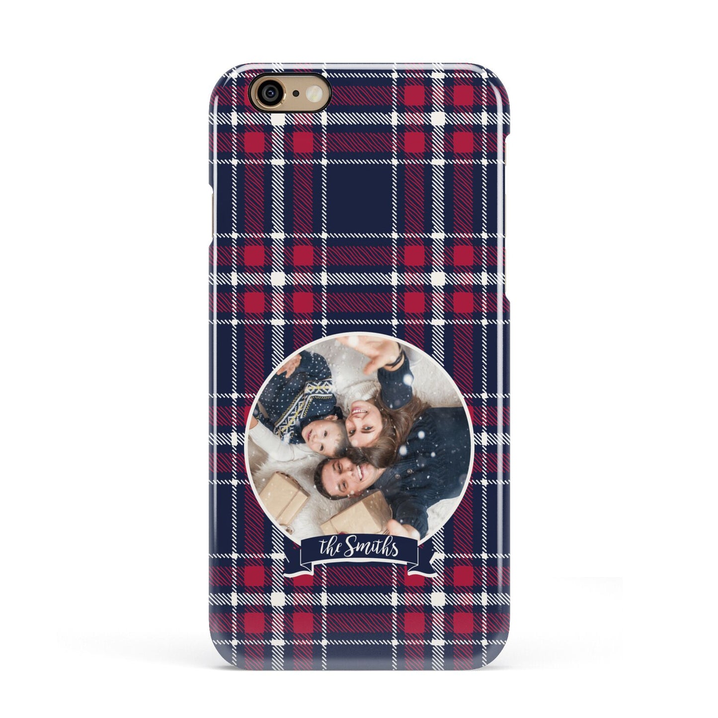 Tartan Christmas Photo Personalised Apple iPhone 6 3D Snap Case