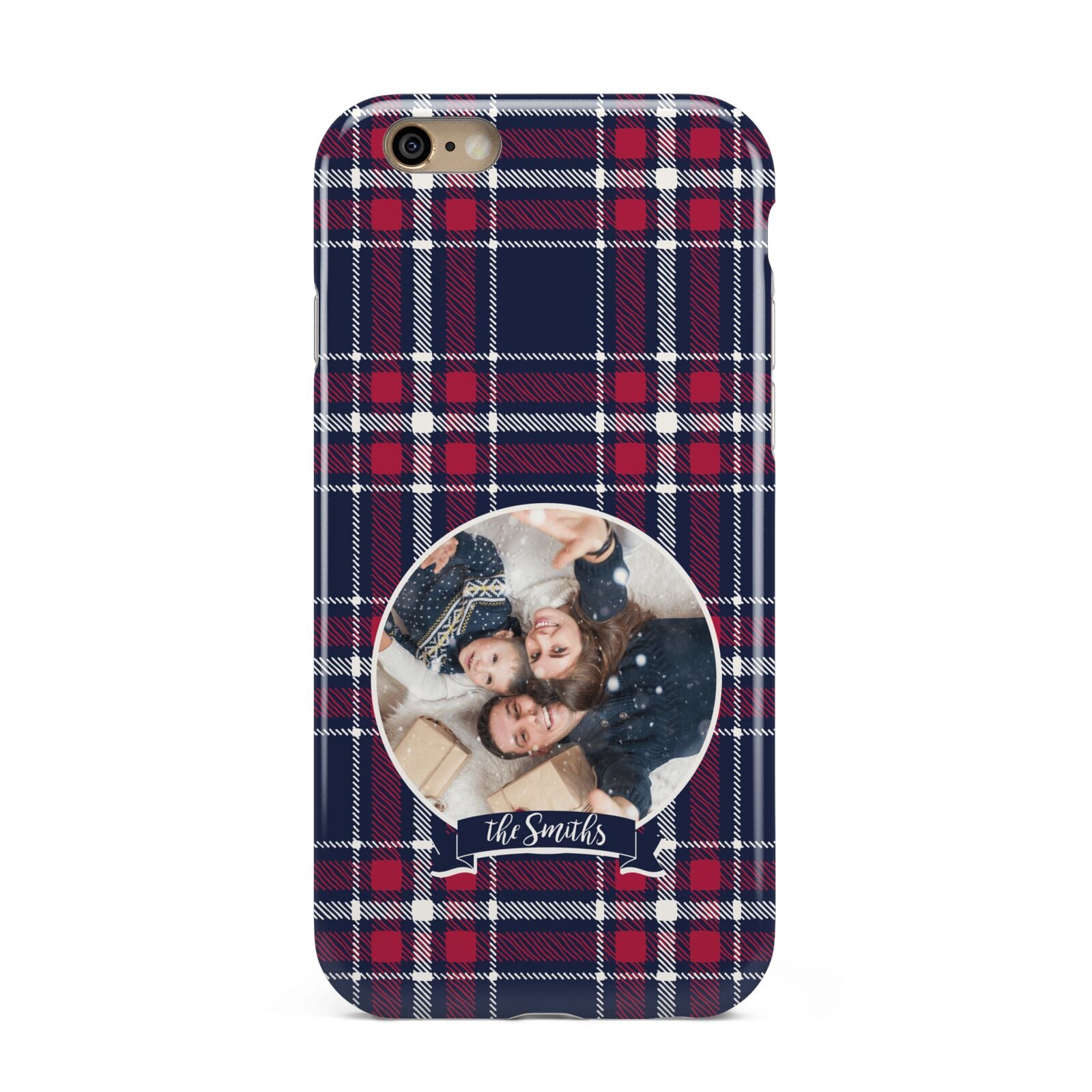 Tartan Christmas Photo Personalised Apple iPhone 6 3D Tough Case