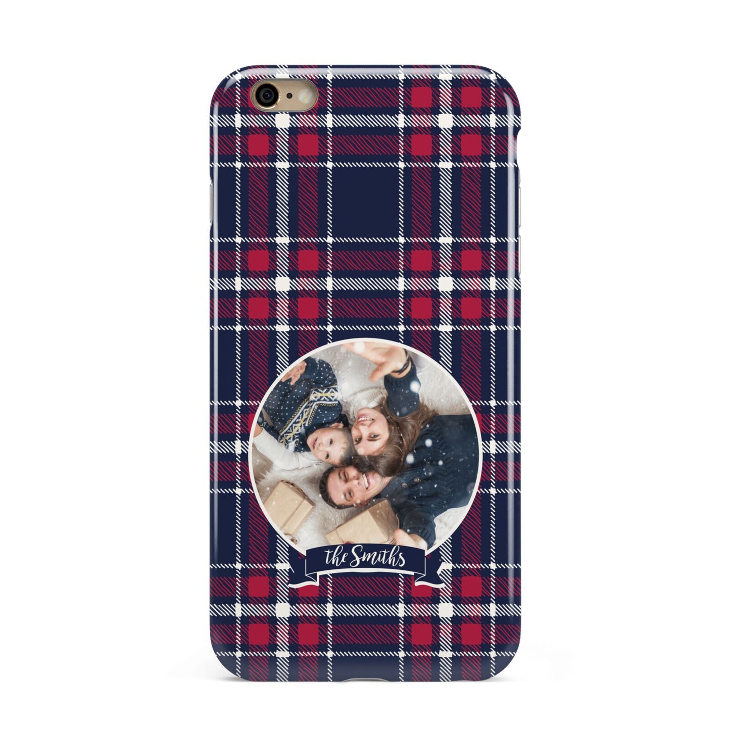 Tartan Christmas Photo Personalised Apple iPhone 6 Plus 3D Tough Case