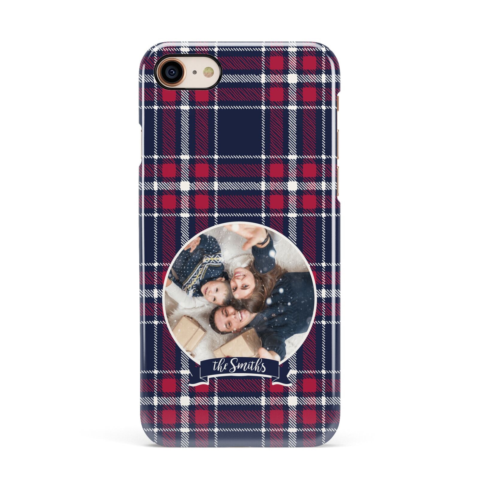 Tartan Christmas Photo Personalised Apple iPhone 7 8 3D Snap Case