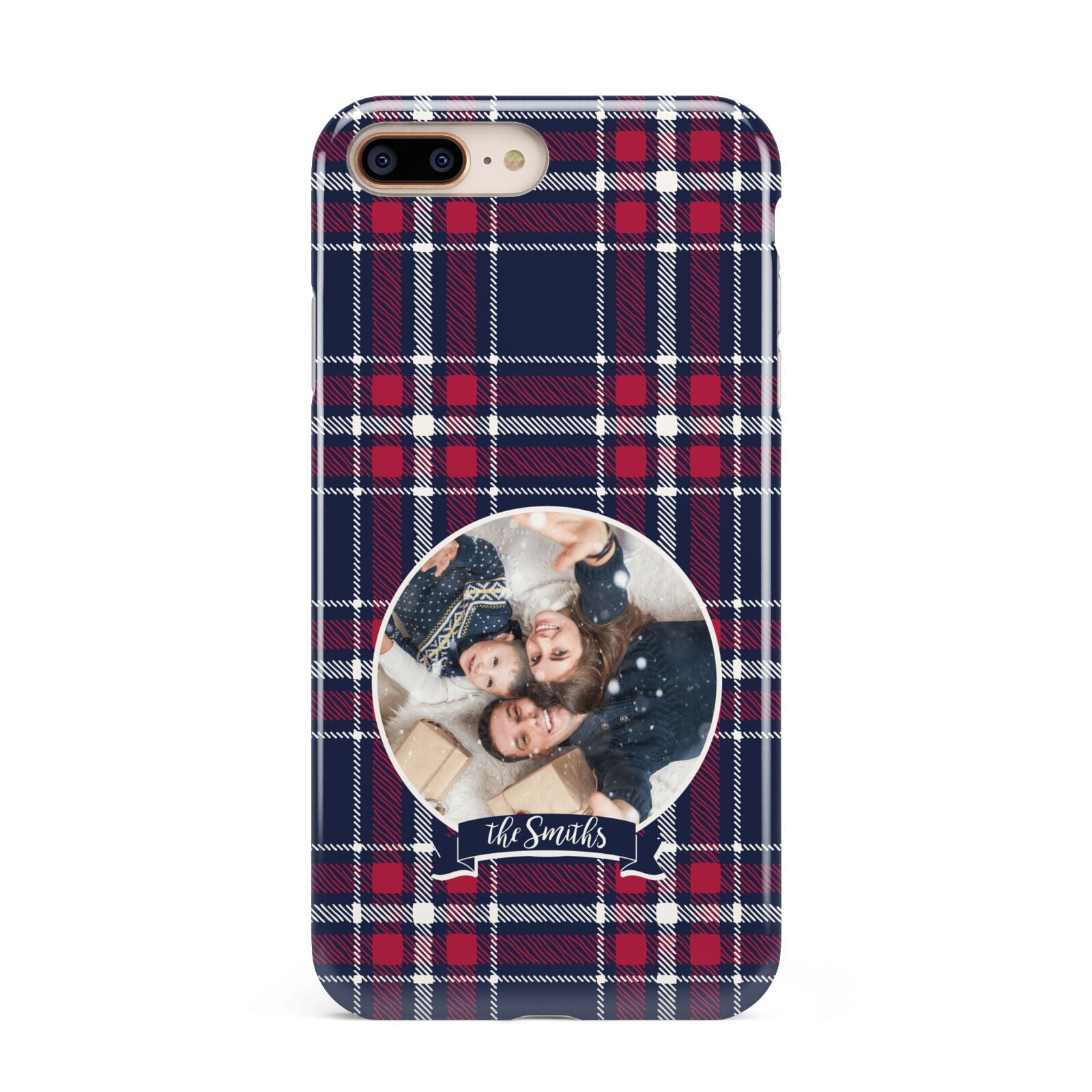 Tartan Christmas Photo Personalised Apple iPhone 7 8 Plus 3D Tough Case