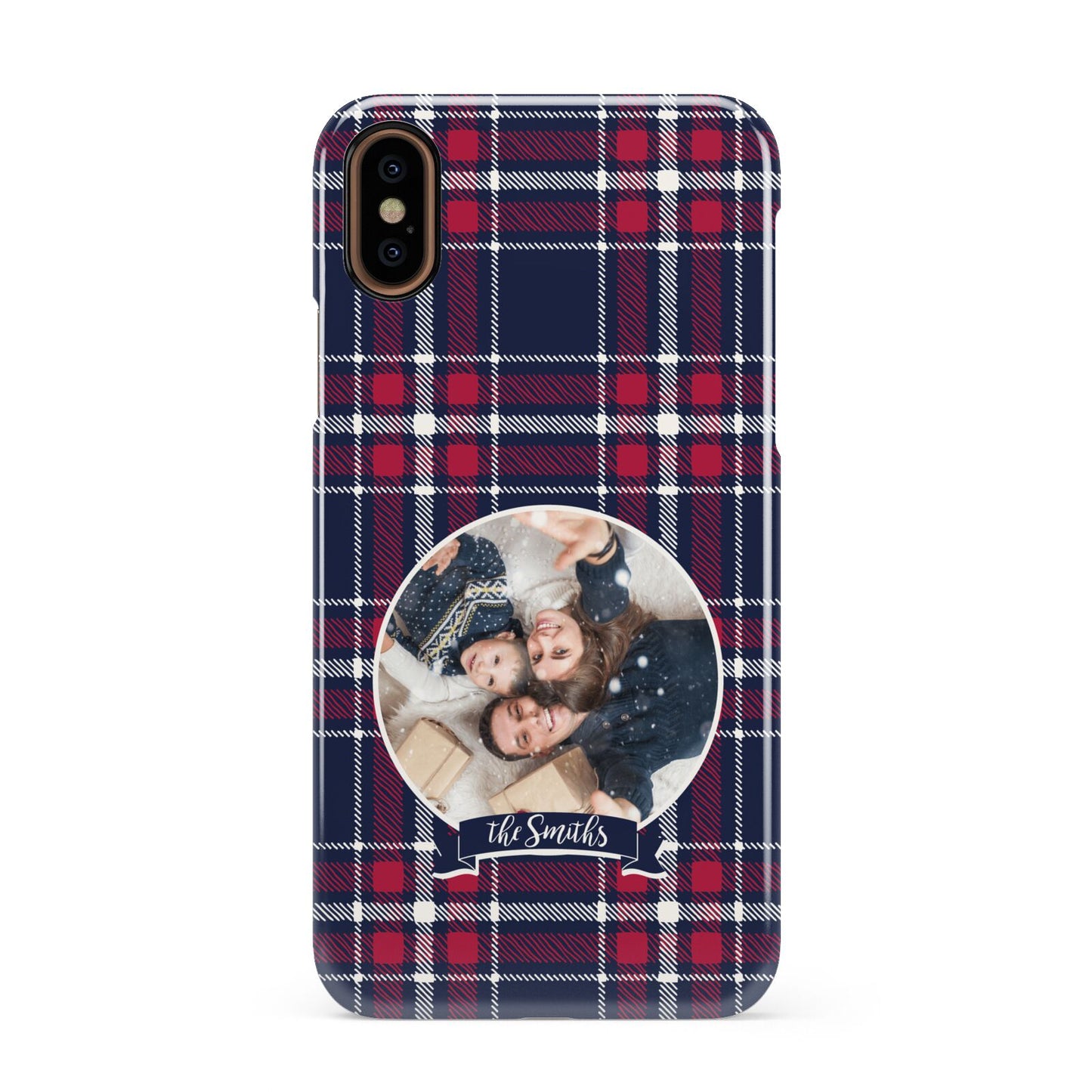 Tartan Christmas Photo Personalised Apple iPhone XS 3D Snap Case