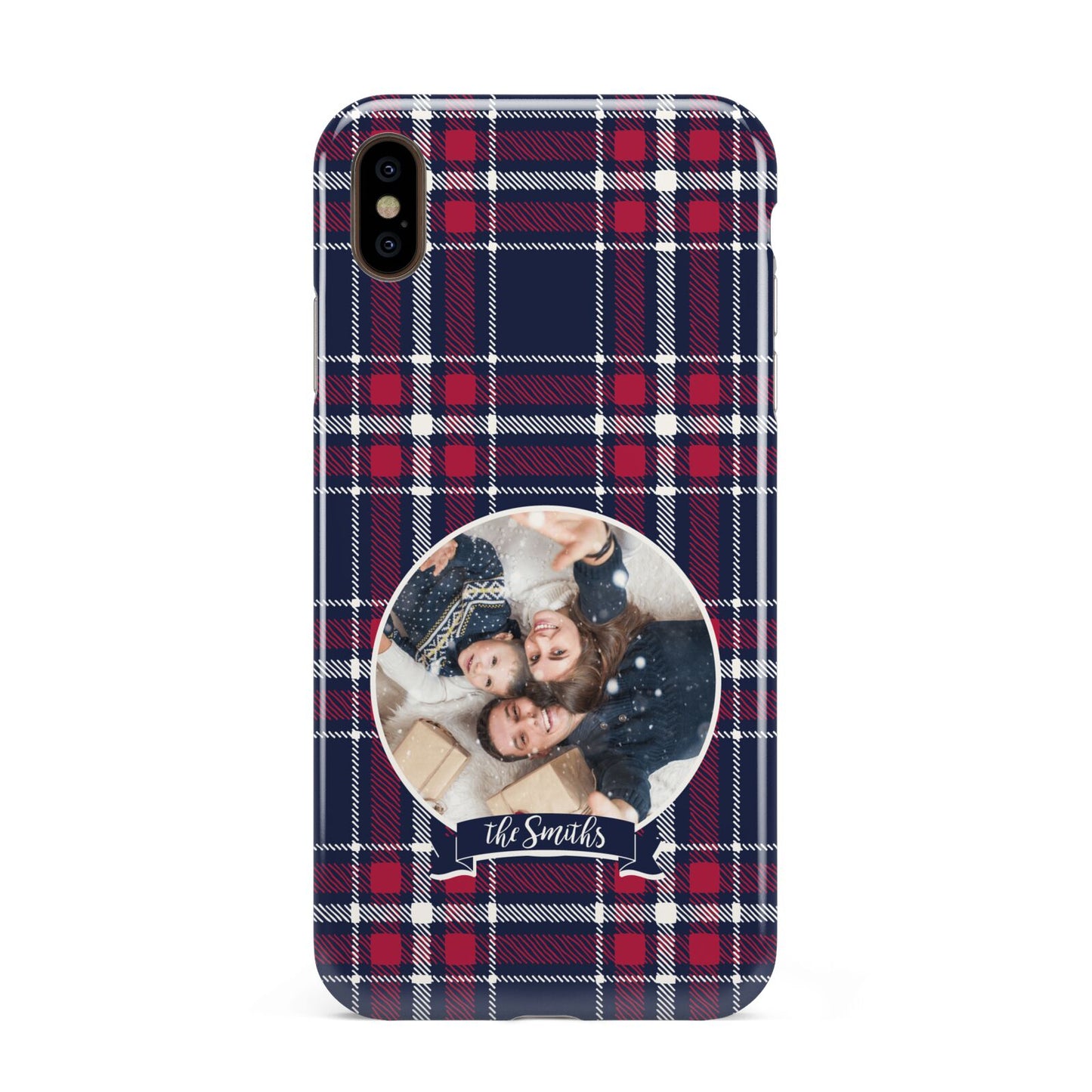 Tartan Christmas Photo Personalised Apple iPhone Xs Max 3D Tough Case