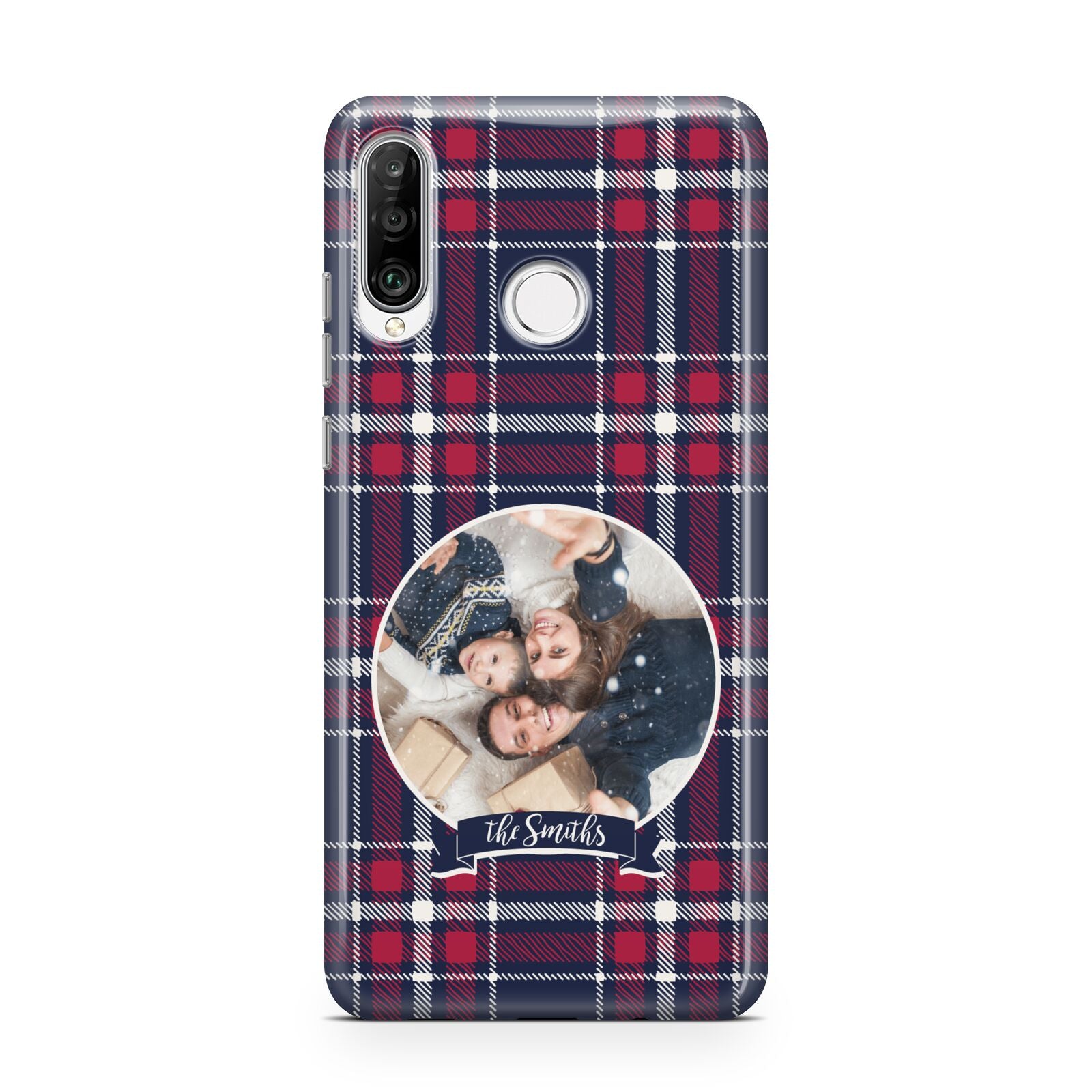 Tartan Christmas Photo Personalised Huawei P30 Lite Phone Case