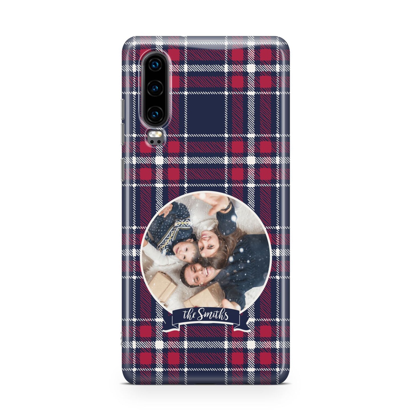 Tartan Christmas Photo Personalised Huawei P30 Phone Case